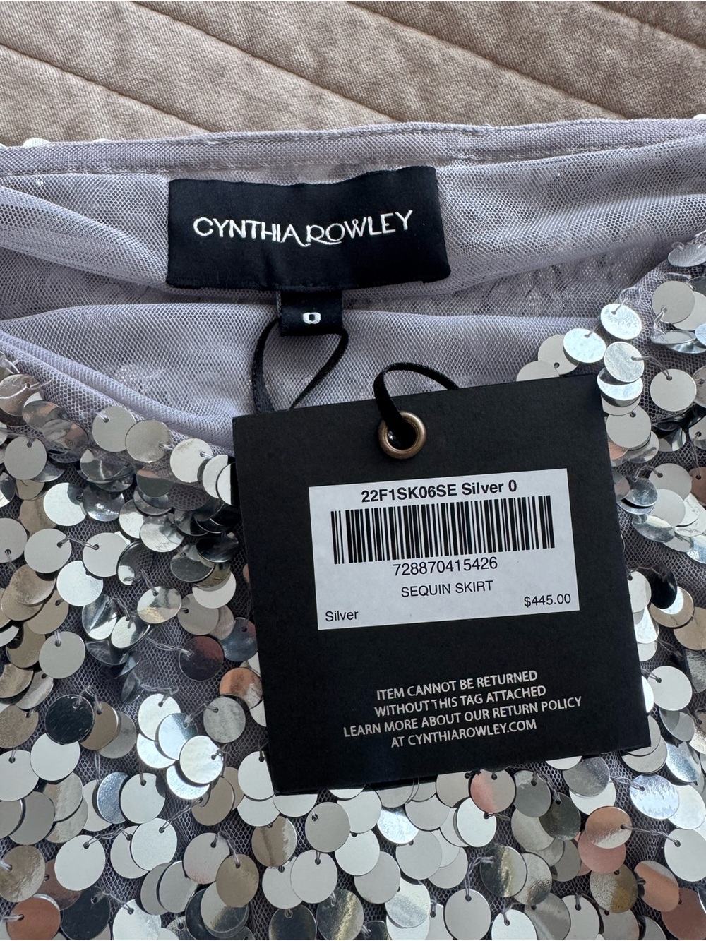 Cynthia Rowley Silver Sequin Sheer Midi Skirt Size 0 NWT - Picture 3 of 6
